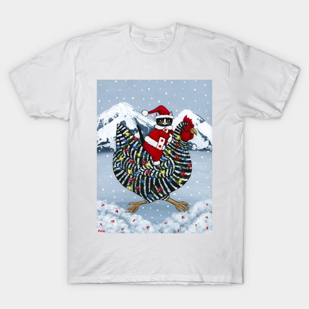 Santa Claws Chicken Ride Full T-Shirt by KilkennyCat Art